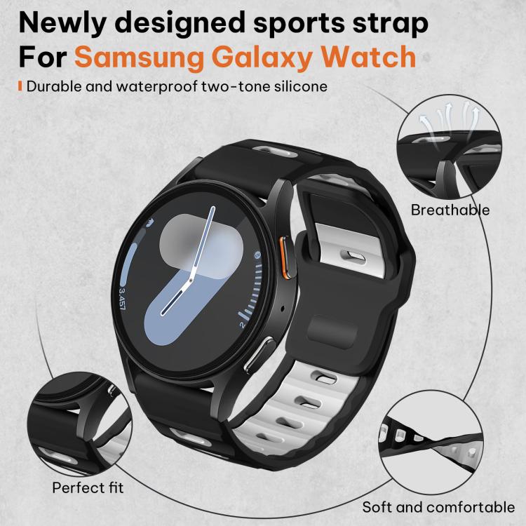Silikonarmband till Samsung Galaxy Watch7 / FE / 6 / 5 / 4 – Svart/Vit