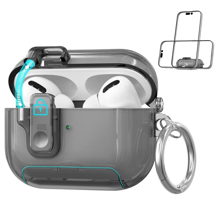 Skyddsfodral med ställ till AirPods Pro 2 - Transparent svart