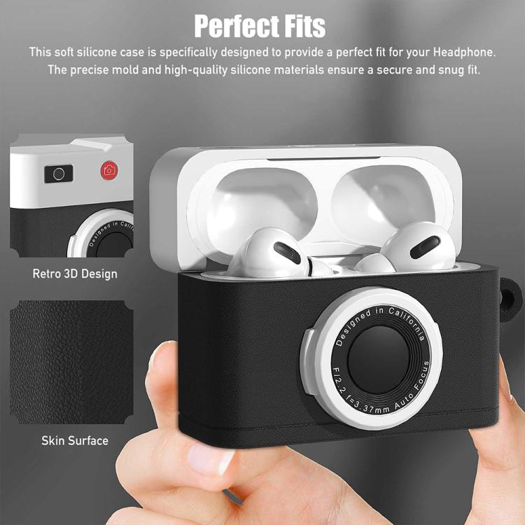 Silikonfodral för AirPods Pro 2 i retro kameradesign – Svart