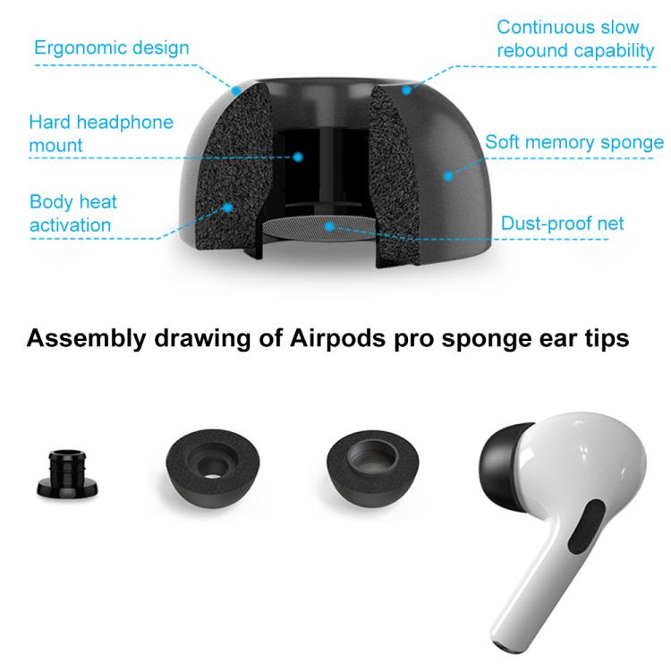Öronkuddar i memory foam till AirPods Pro 3 Strl: S/M/L - Svart