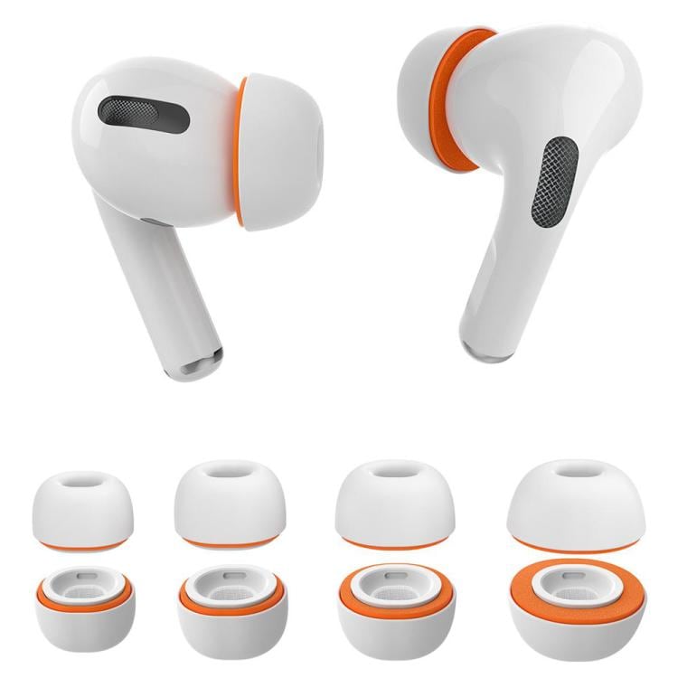 Silikonkuddar till AirPods Pro 1/2 Strl: XS/S/M/L - Vit/Orange