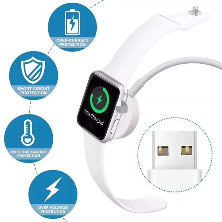 Laddställ med USB-kabel till Apple Watch i aluminiumlegering - Vit