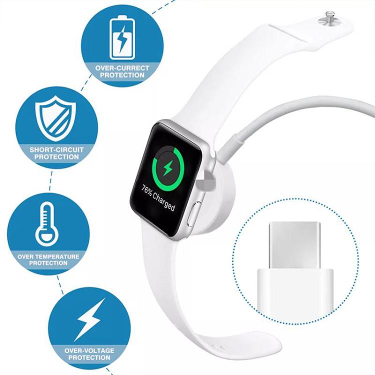 Laddställ med USB-C-kabel till Apple Watch i aluminiumlegering - Vit