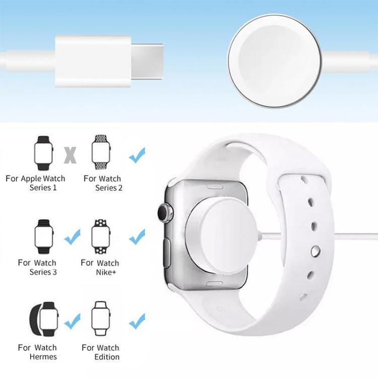Laddställ med USB-C-kabel till Apple Watch i aluminiumlegering - Vit
