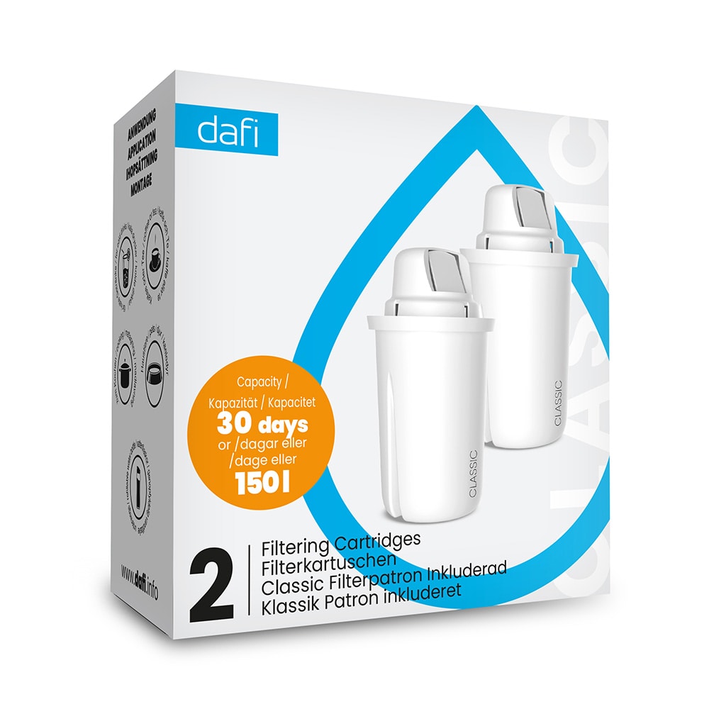 Dafi vattenfilter filterpatroner med aktivt kol och jonbytare - 2-pack