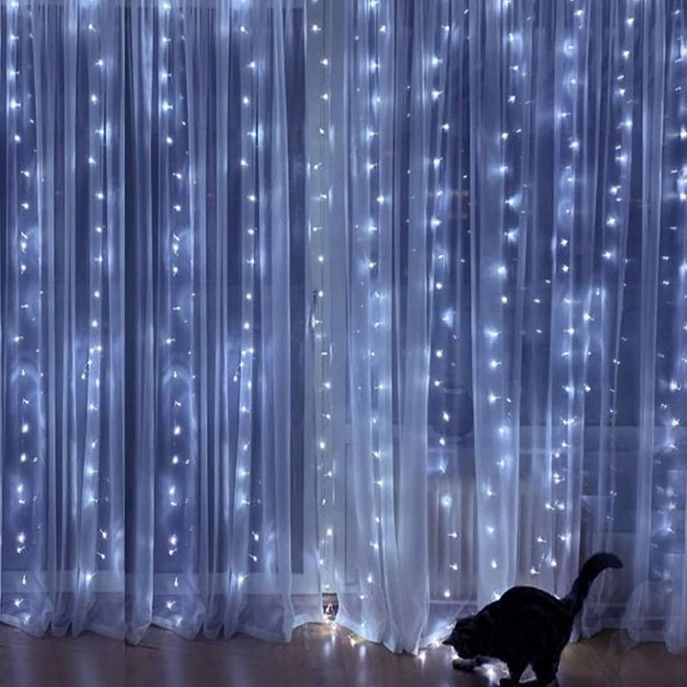 LED gardin 3 x 3 m med 300 LED, varmvit och USB 5 V