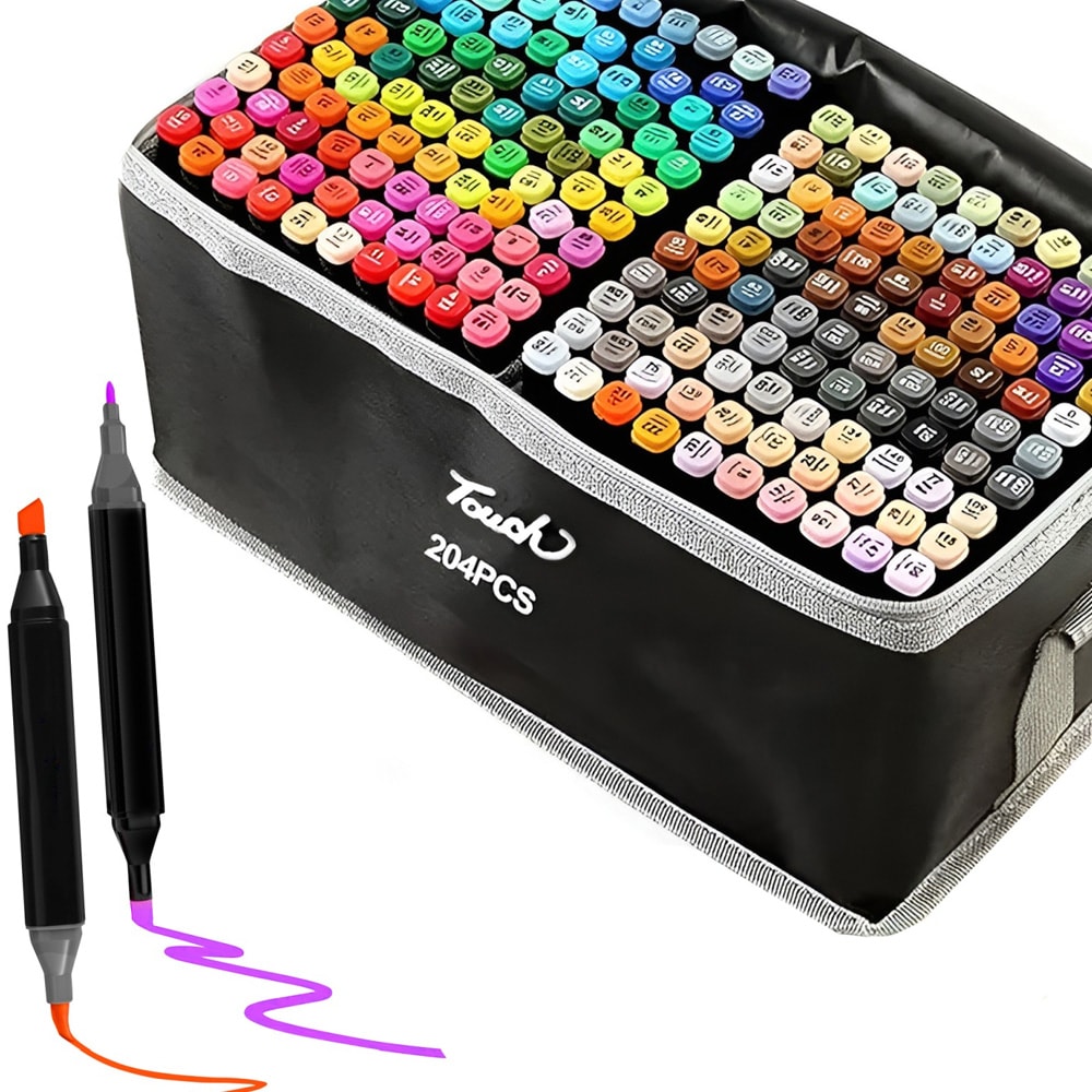 204 stk alkoholbaserade tuschpennor / Alkoholmarkers / Färgmarkers