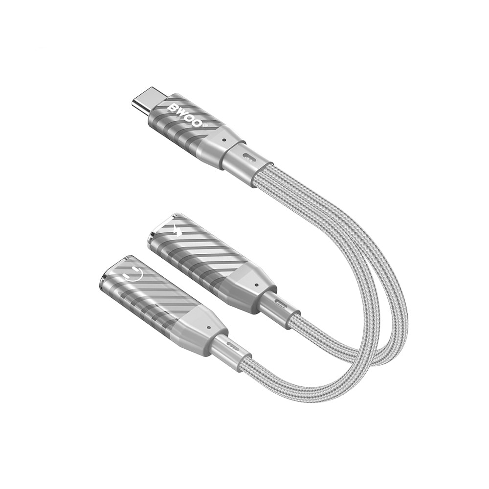 BWOO USB-Adapter USB-C till 2xUSB-C för laddning och ljud