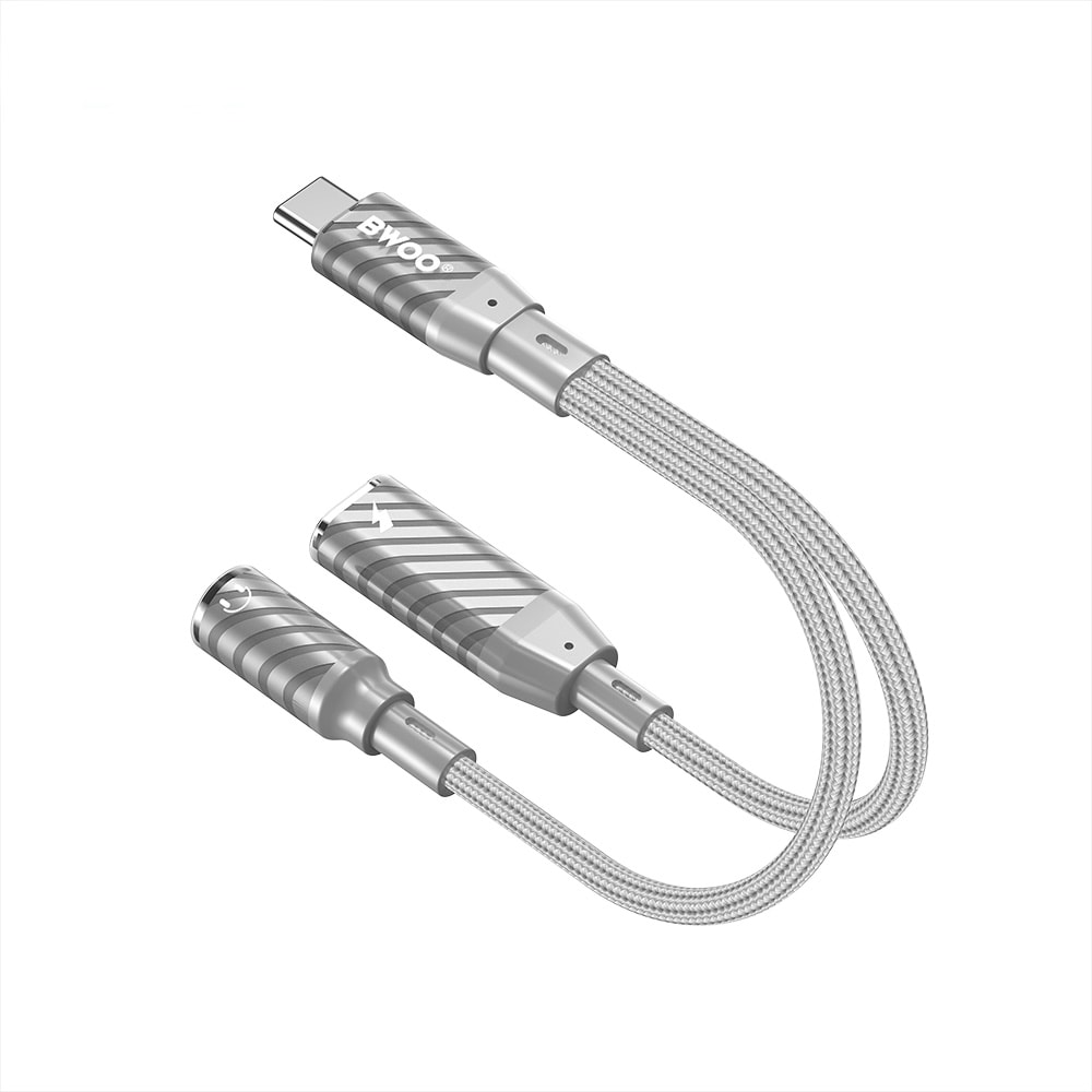 BWOO USB-Adapter USB-C till USB-C och 3,5mm för laddning och ljud