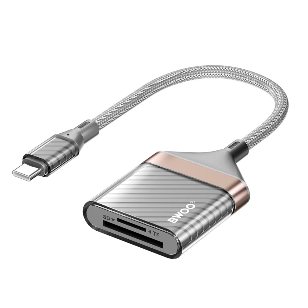 BWOO USB-C-adapter med SD- och TF-minneskortsläsare, 20 cm