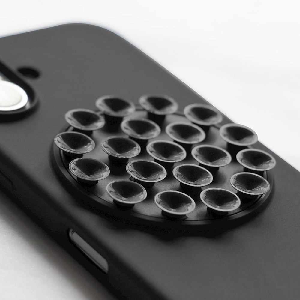 Stødsikkert iPhone 16 Pro mobilcover med sugekop – Silicone Stick cover – Sort