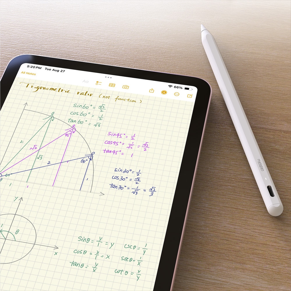 Metapen Pencil A8 iPad-penna / Stylus – Snabbladdning USB-C, Magnetisk – Vit