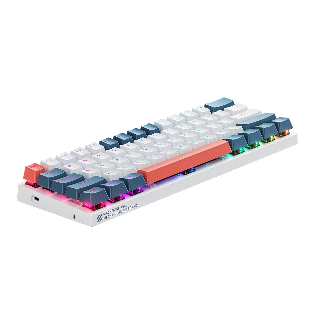 Machenike K500-B61 60 % mekaniskt gamingtangentbord / Gaming Keyboard – vit/blå