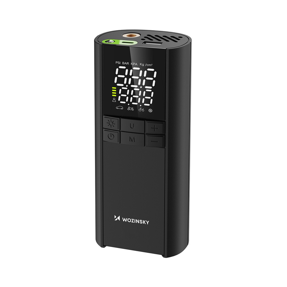 Wozinsky WPEP-8000 -kompressori ja sähköinen ilmapumppu, jossa on 8000 mAh:n varavirtalähde