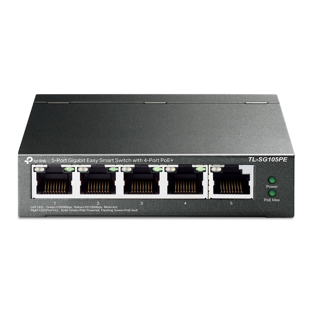 TP-LINK TL-SG105PE 5-portars Gigabit Easy Smart PoE+-switch 65 W