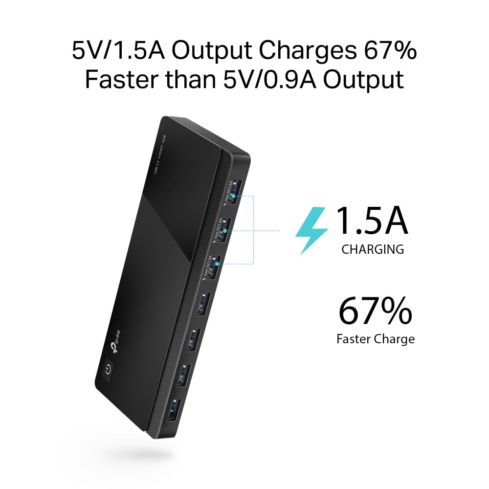 TP-LINK UH700 USB 3.0-hubb / 7-portars USB-hubb med strömadapter / SuperSpeed USB-hubb 5 Gbit/s