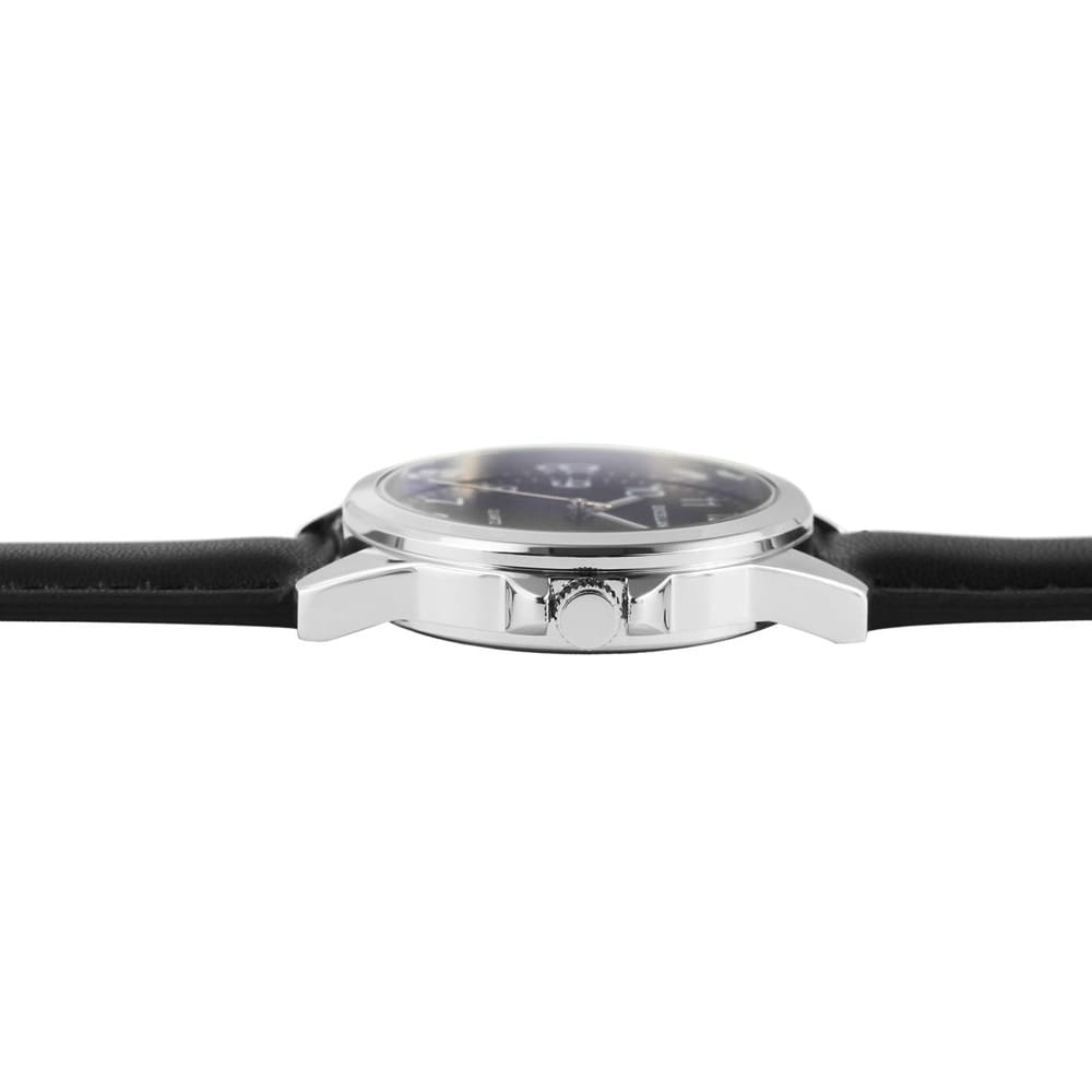Excellanc Herrklocka med svart armband i konstläder – svart/silver 38 mm