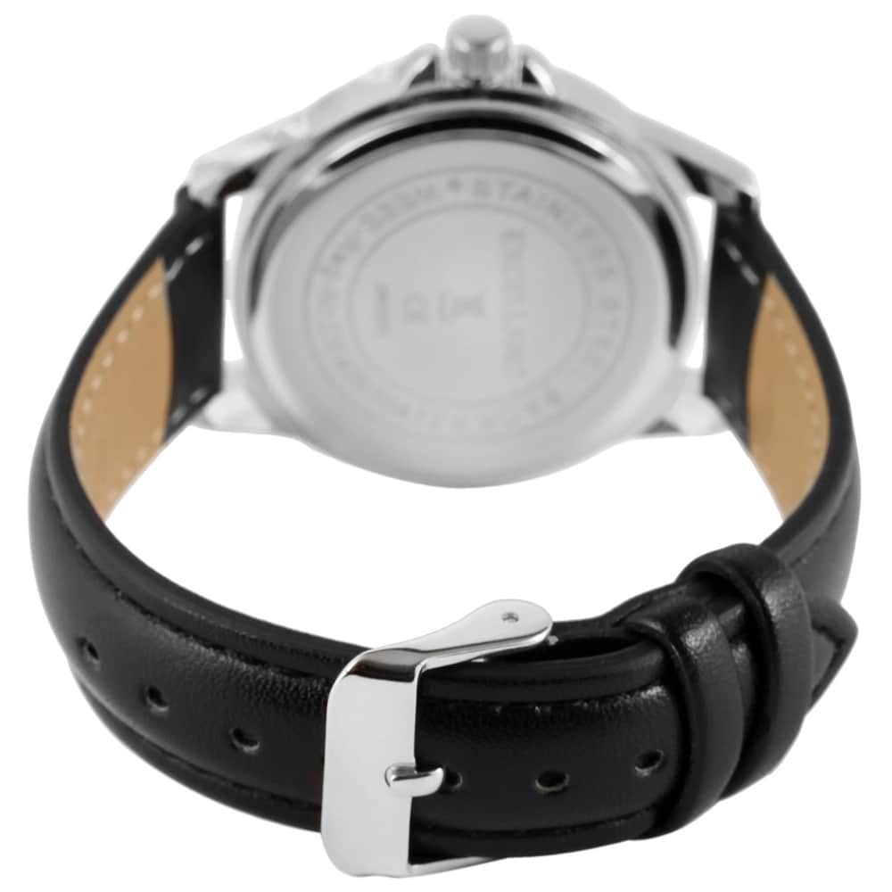 Excellanc Herrklocka med svart armband i konstläder – svart/silver 38 mm