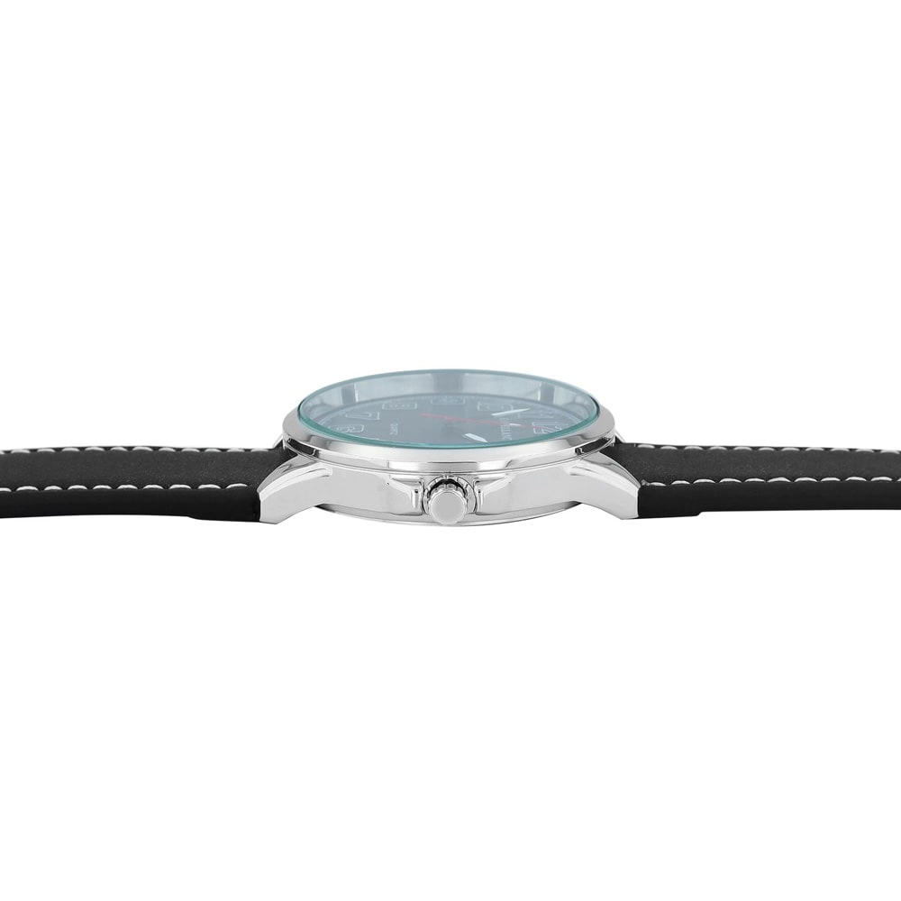 Excellanc Herrklocka med svart konstläderarmband – 45 mm