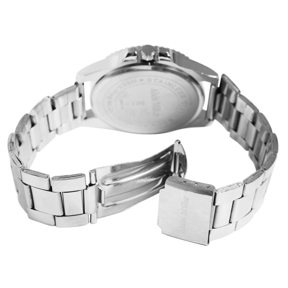 Alain Miller Herrklocka 39 mm med grön urtavla och stållänk – Silver/grön