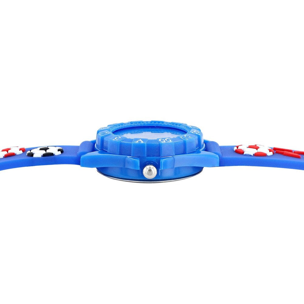QBOS barnklocka med silikonarmband / Blått armbandsur med fotbollsmotiv