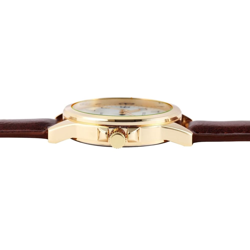 Excellanc Herrklocka med klockarmband i konstläder / Armbandsur -  Brun/Guld