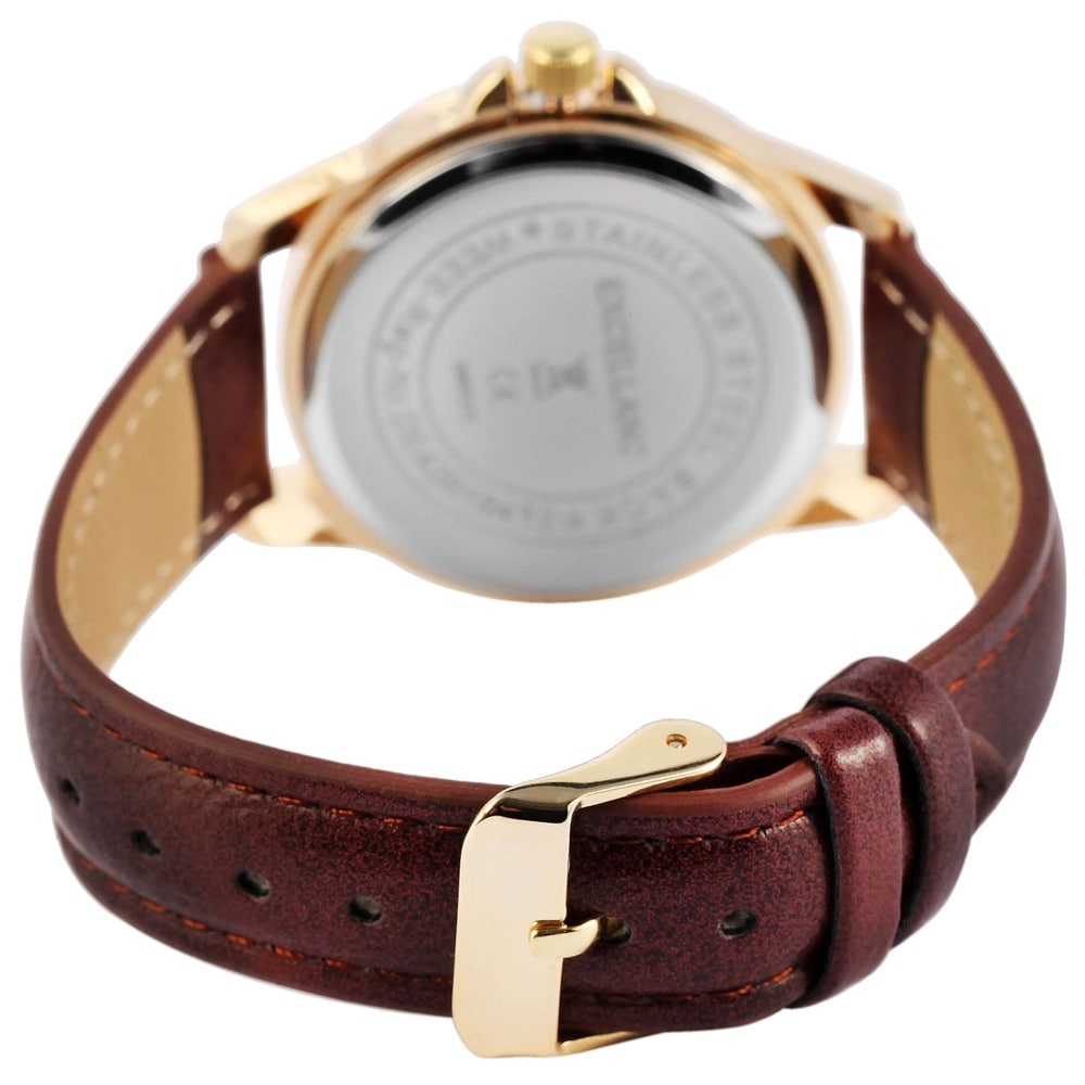 Excellanc Herrklocka med klockarmband i konstläder / Armbandsur -  Brun/Guld