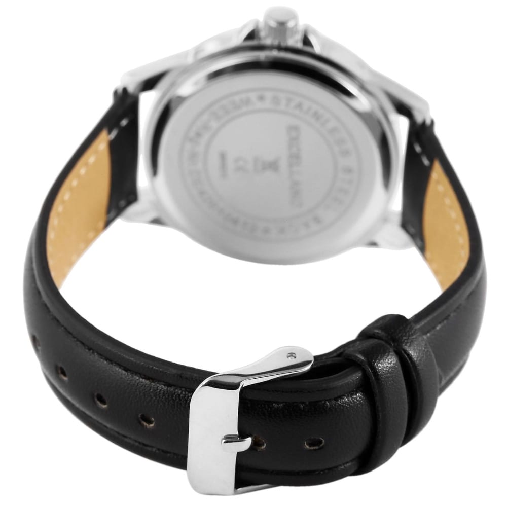Excellanc Herrklocka med klockarmband i konstläder / Armbandsur - Svart/Silver