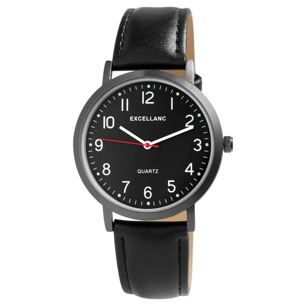 Excellanc Herrklocka med klockarmband i konstläder / Armbandsur - Svart
