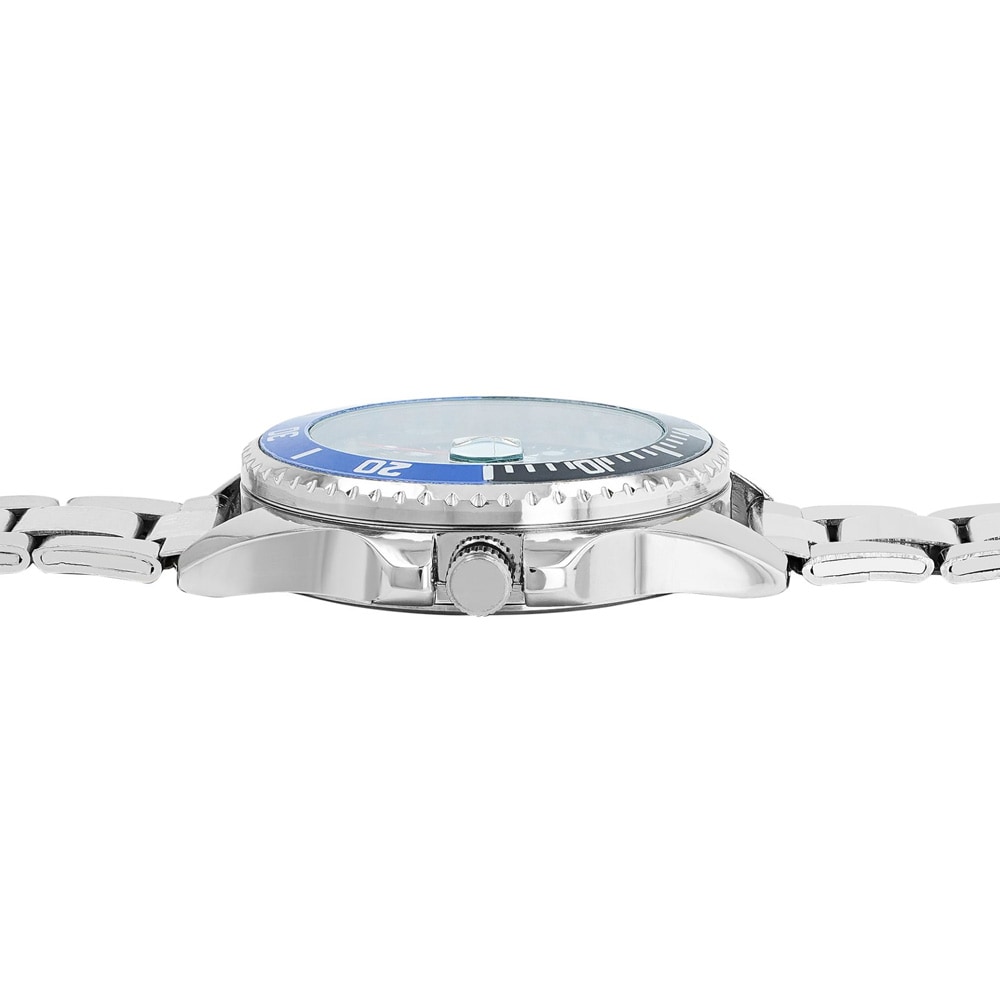 Alain Miller herrklocka i rostfritt stål  / Armbandsur med datum - silver/svart/blå