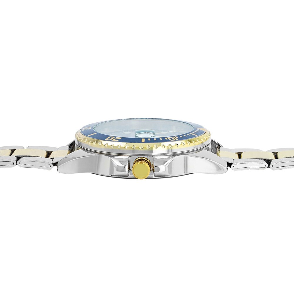 Alain Miller Herrklocka i rostfritt stål / Armbandsur med datum - Silver/Guld/Blå