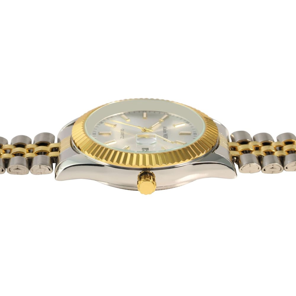 Alain Miller herrklocka med metallarmband / armbandsur – Guld/silver