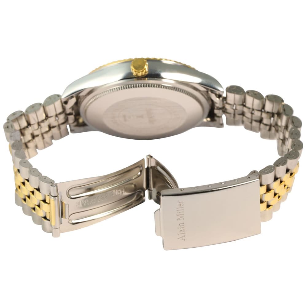 Alain Miller herrklocka med metallarmband / armbandsur – Guld/silver