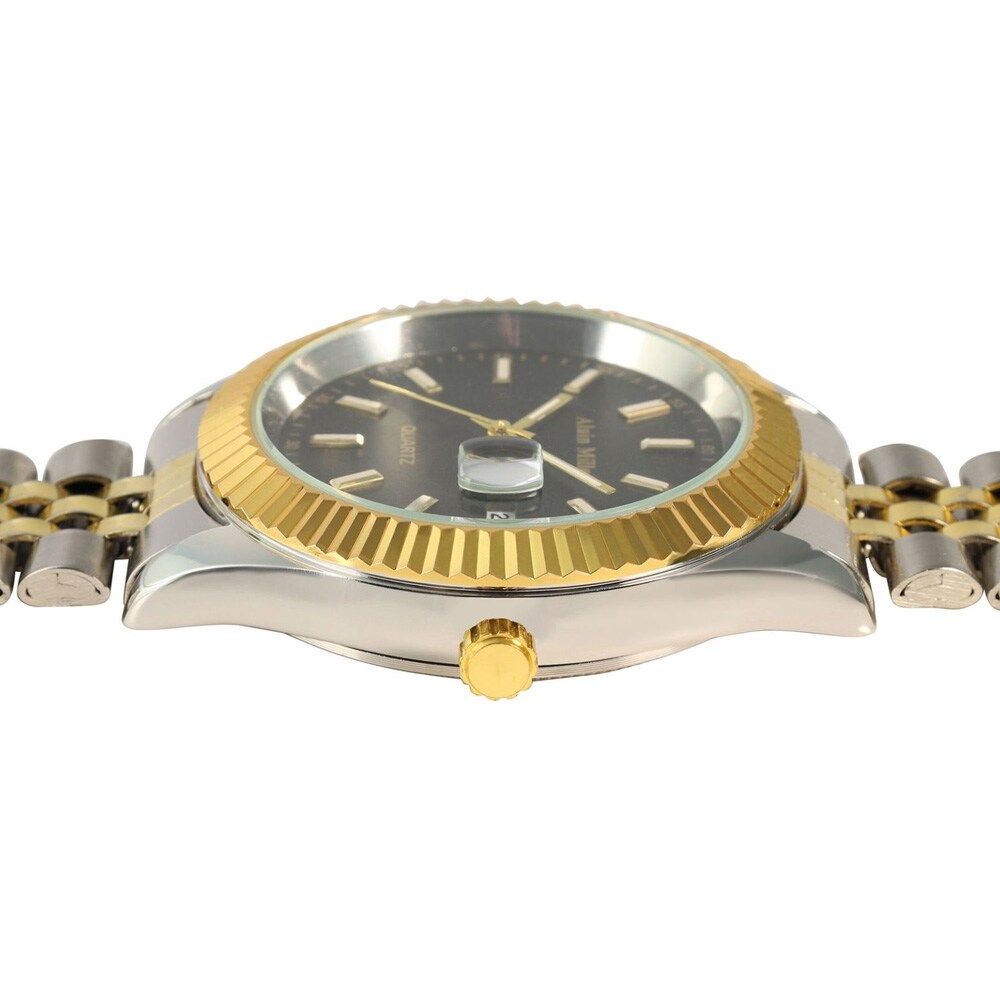 Alain Miller herrklocka med metallänk / armbandsur - Guld/silver/svart