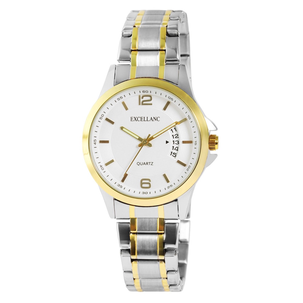 Excellanc Herrklocka med metallänk / armbandsur - Silver/guld/vit