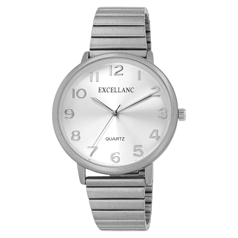 Excellanc Damklocka med stållänk / Armbandsur - Silver/Vit