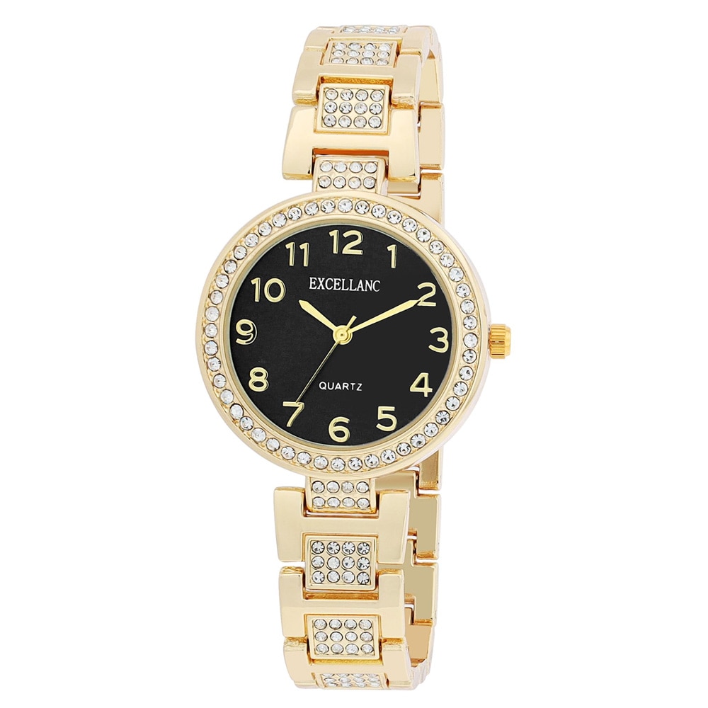 Excellanc Damklocka med metallänk / Armbandsur - Guld/Svart