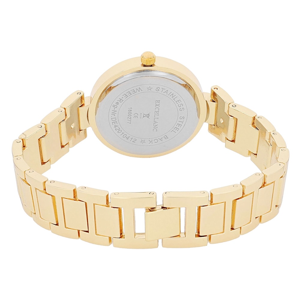 Excellanc Damklocka med metallänk / Armbandsur - Guld/Grön