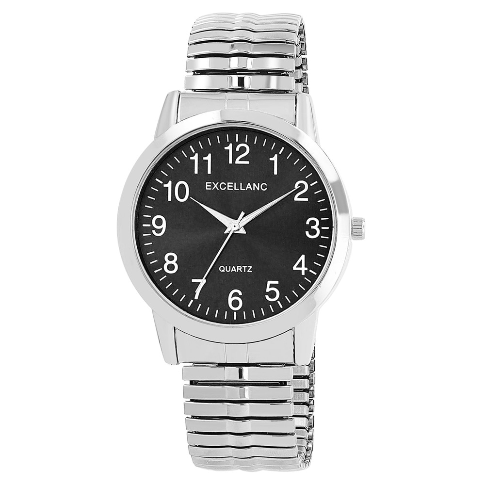 Excellanc Herrklocka med stållänk / Armbandsur / Armbandsklocka – Silver/svart