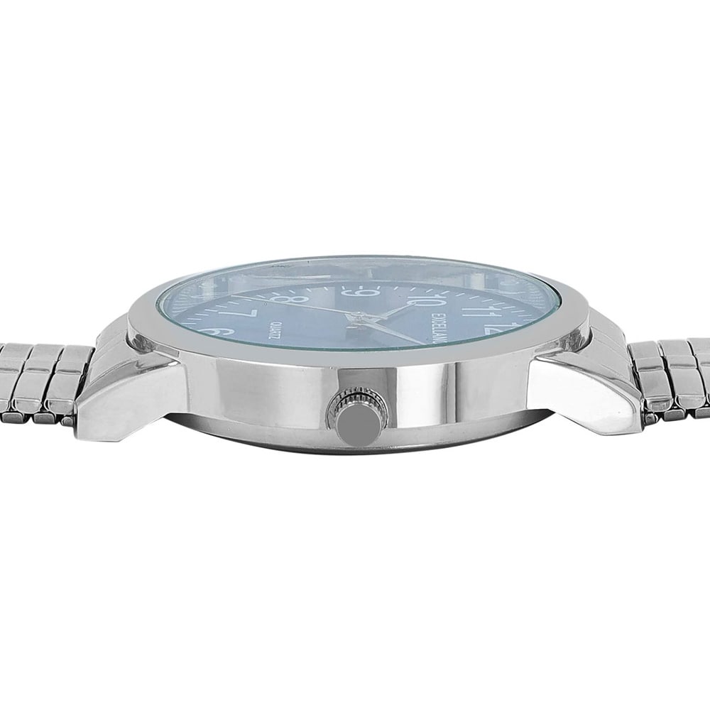 Excellanc Herrklocka med stållänk / Armbandsur / Armbandsklocka - Silver/Blå