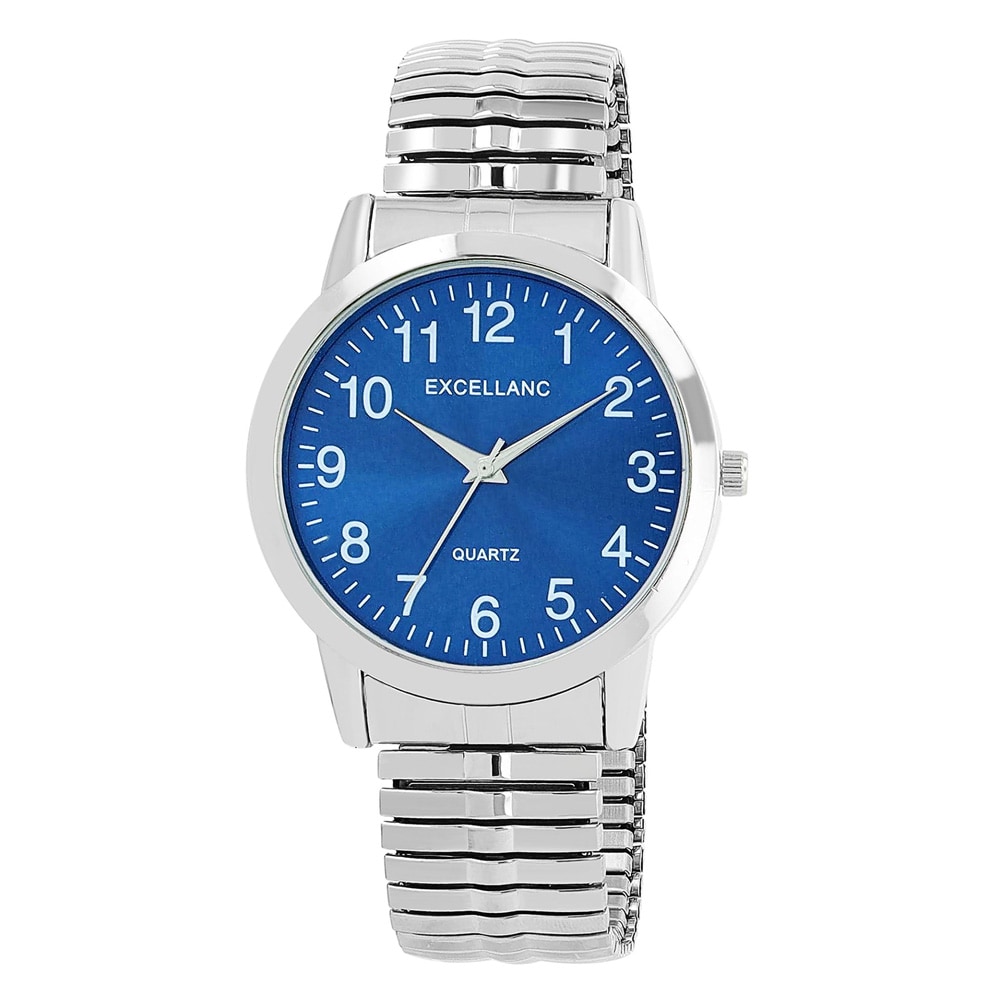 Excellanc Herrklocka med stållänk / Armbandsur / Armbandsklocka - Silver/Blå