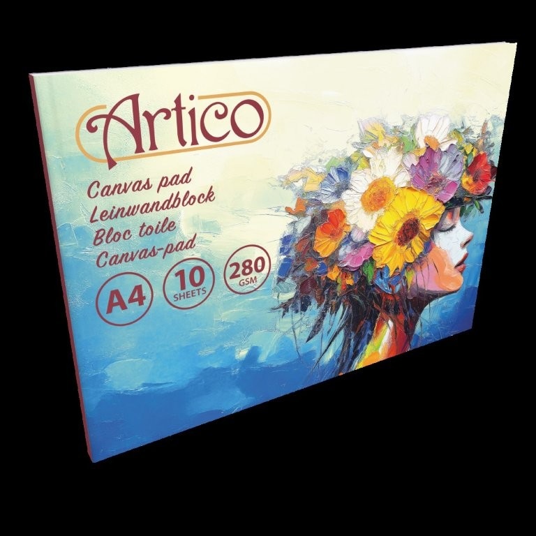 ARTICO Canvasblock A4 – Canvaspapper / Målarblock 280 gsm – 10 ark