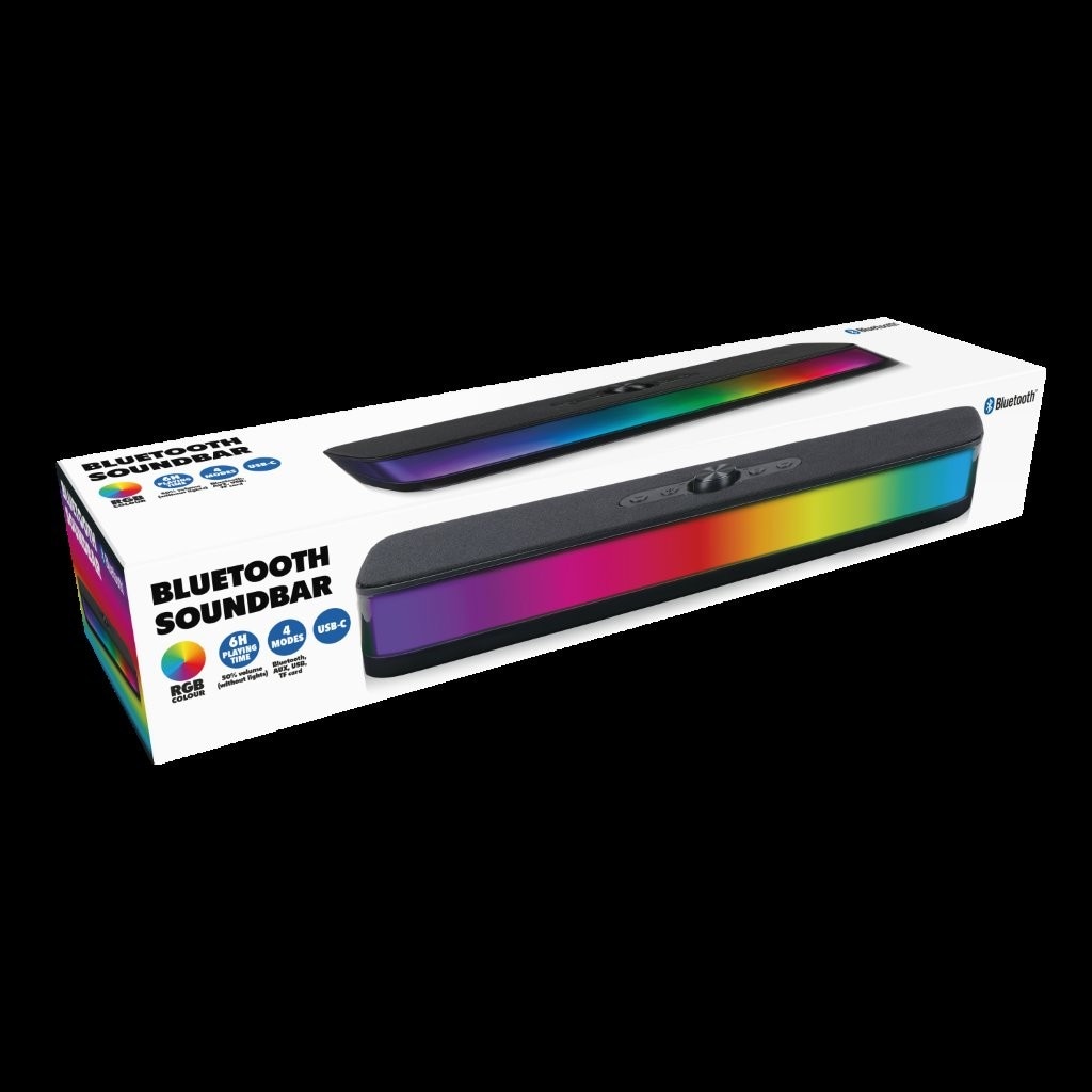 Bluetooth soundbar med RGB LED / kompakt högtalare med ljuseffekt för musik, film och gaming