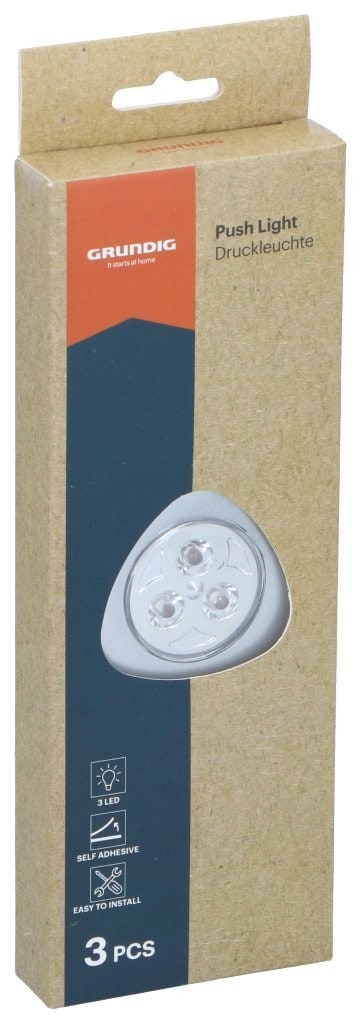 Grundig LED spotlight push light 3-pack / batteridriven LED spotlight / trycklampa LED