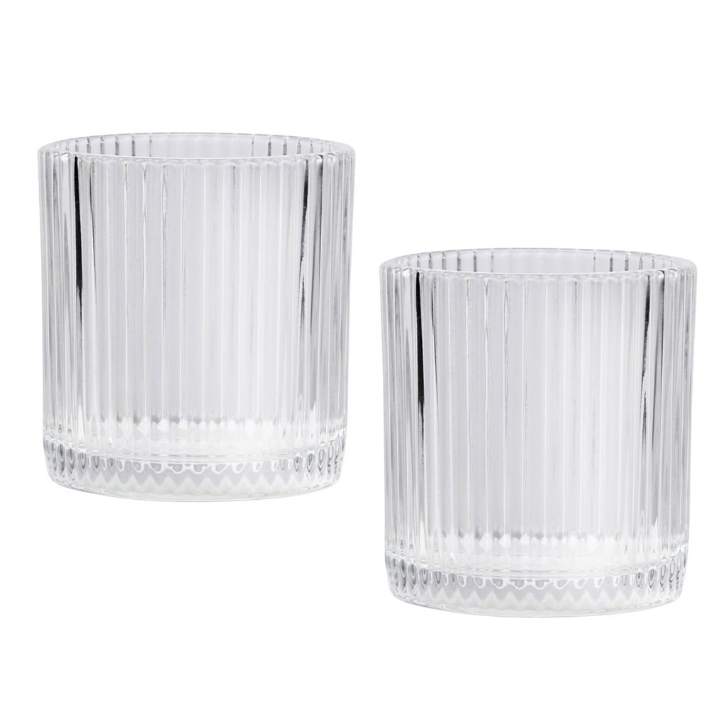 Ribbat dricksglas 320 ml 2-pack / räfflat glas för vatten och dryck / dricksglas för vardag och fest