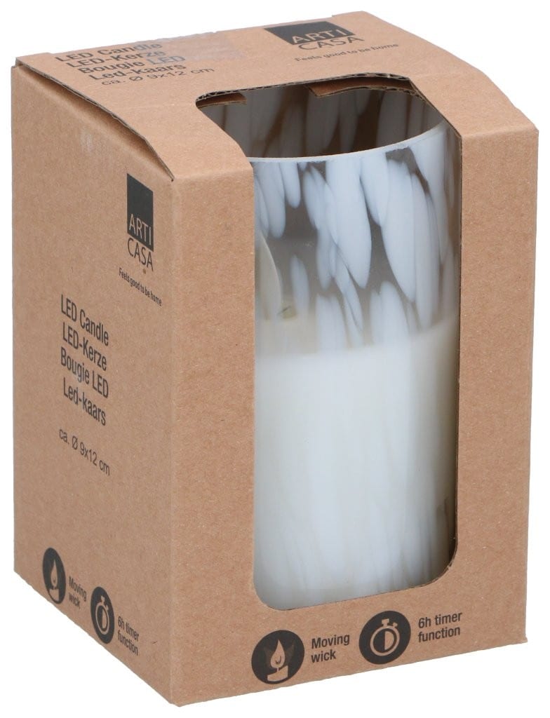 LED ljuslykta i glas Ø9 x 12 cm / batteridrivet LED ljus i glas / dekorativ LED lykta