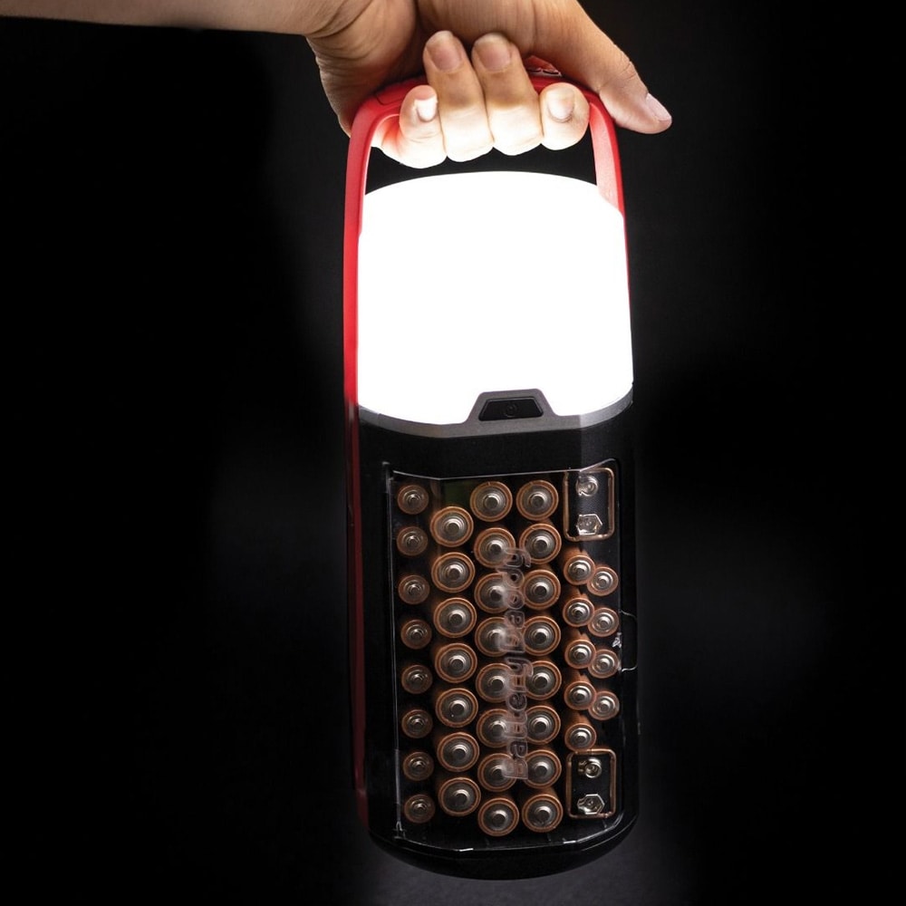 Battery Daddy Lantern batteriförvaring med LED-lykta / batteriorganiserare med batteritestare / batteribox för AA AAA och 9V