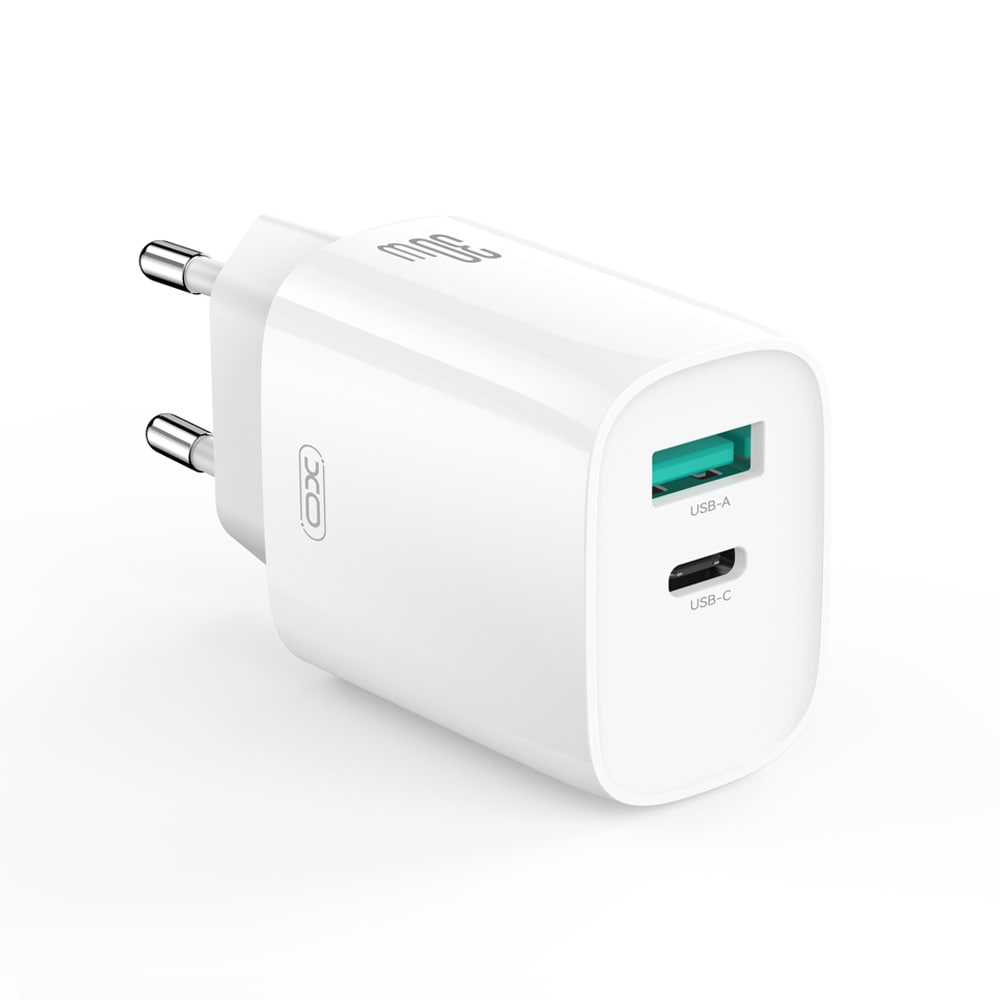 XO CE30 snabbladdare 30W – USB-C PD / USB väggladdare med Lightning-kabel