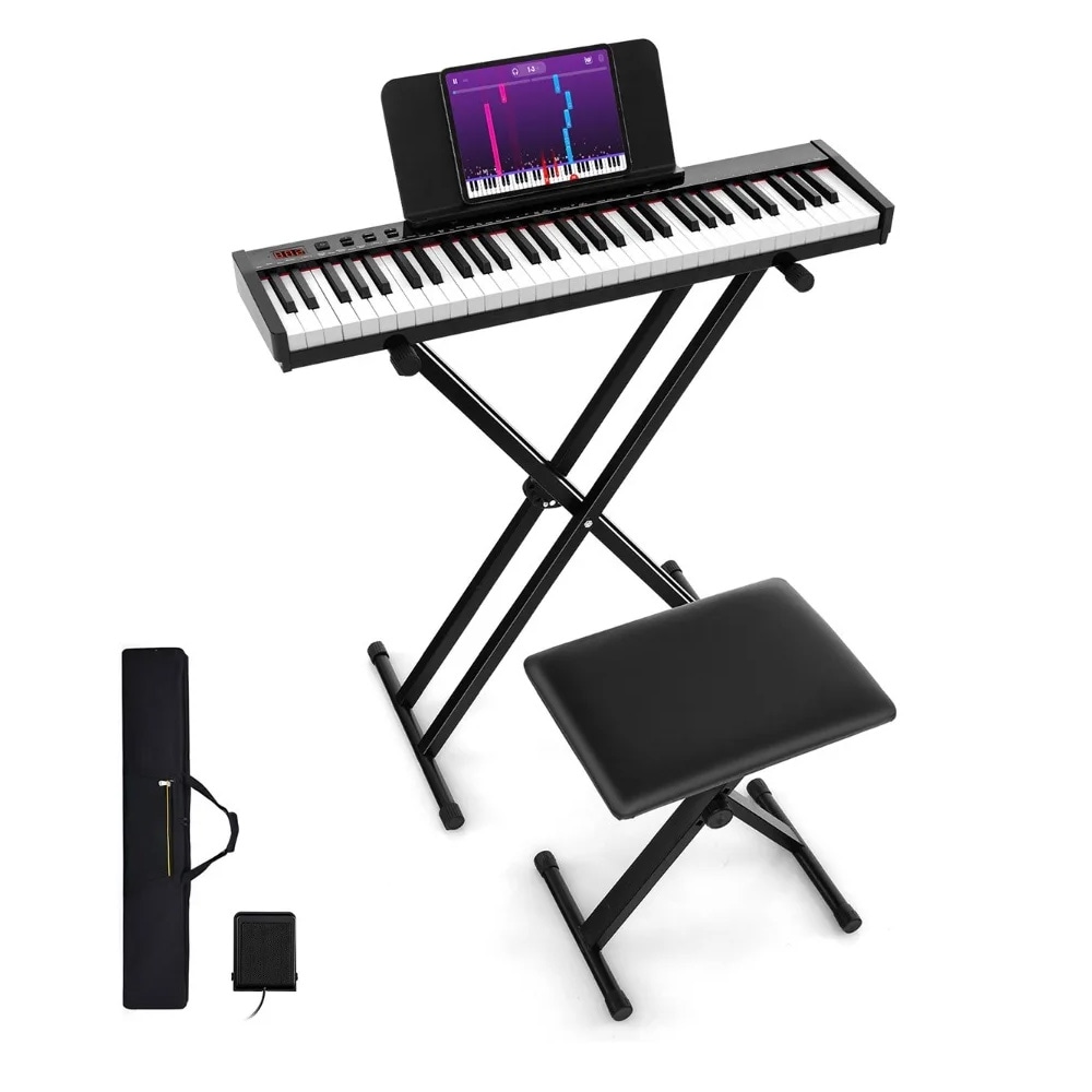 Digitalt keyboard 61 tangenter /Elpiano med Bluetooth MIDI, stativ och pall