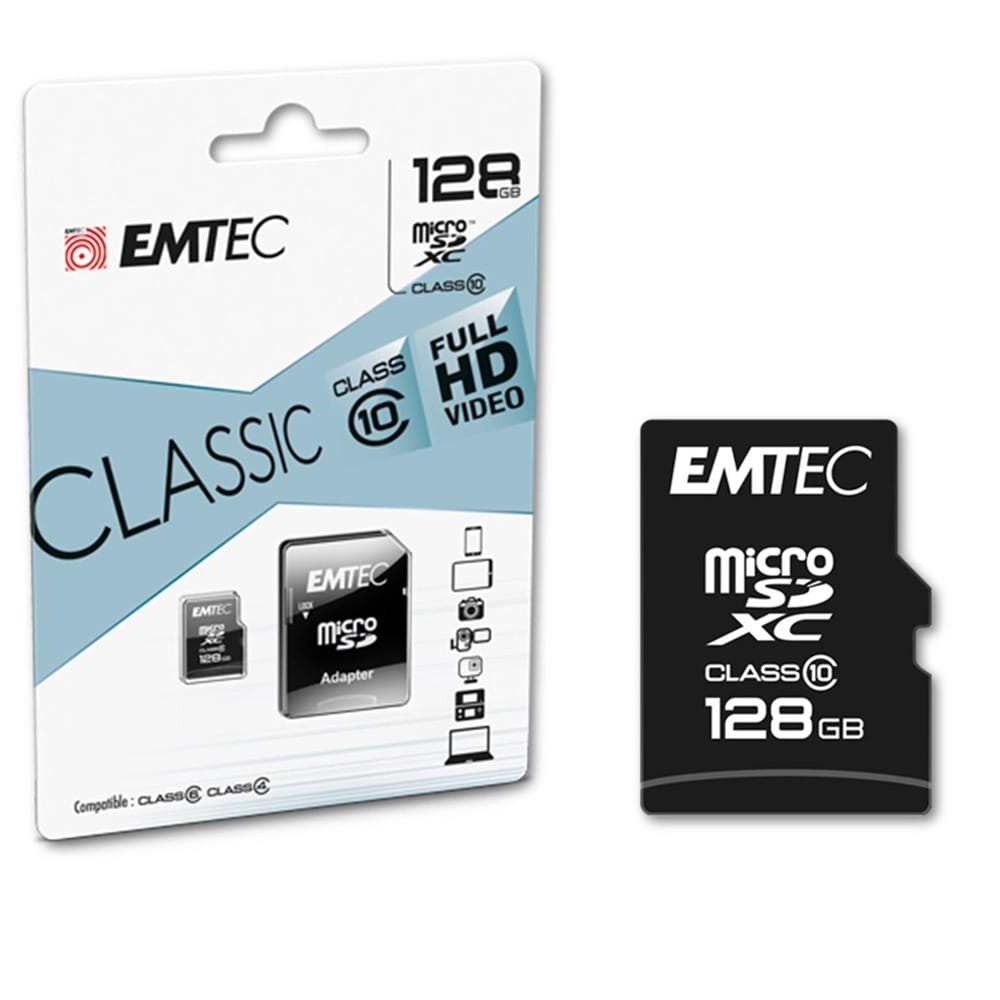 Emtec MicroSDXC Class 10 128GB / minneskort för smartphone kamera surfplatta / microSDXC lagringskort